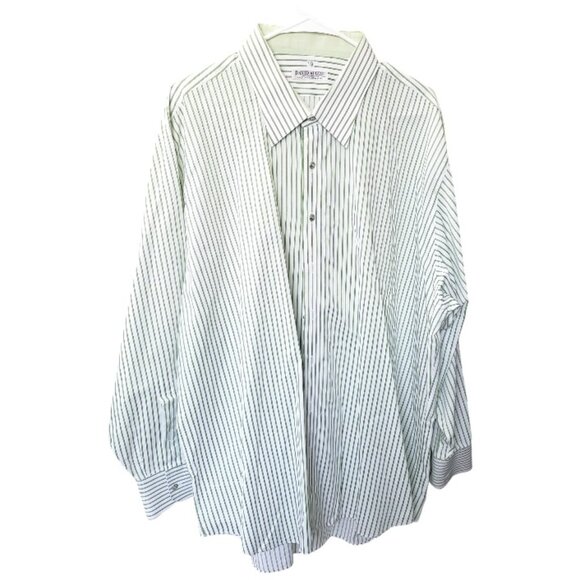 CT1546 David August Green & White Striped Custom Made Dress Shirt 19 - Picture 1 of 7